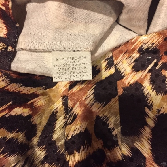 CACHE brown and black animal print mini Skirt with tiny bling stones size 6 - Picture 4 of 5